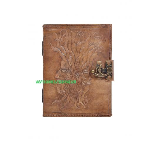 Handmade Antique Design Root Of Tree Embossed Leather Journal Notebook Charcoal Color Journals Notebook & Sketchbook